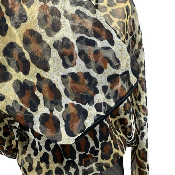 Natori Vintage Leopard Semi-Sheer Bodysuit Sz Small - Picture 3 of 9